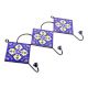 Navy Blue Triangle Ceramic Floral Tiles Hooks